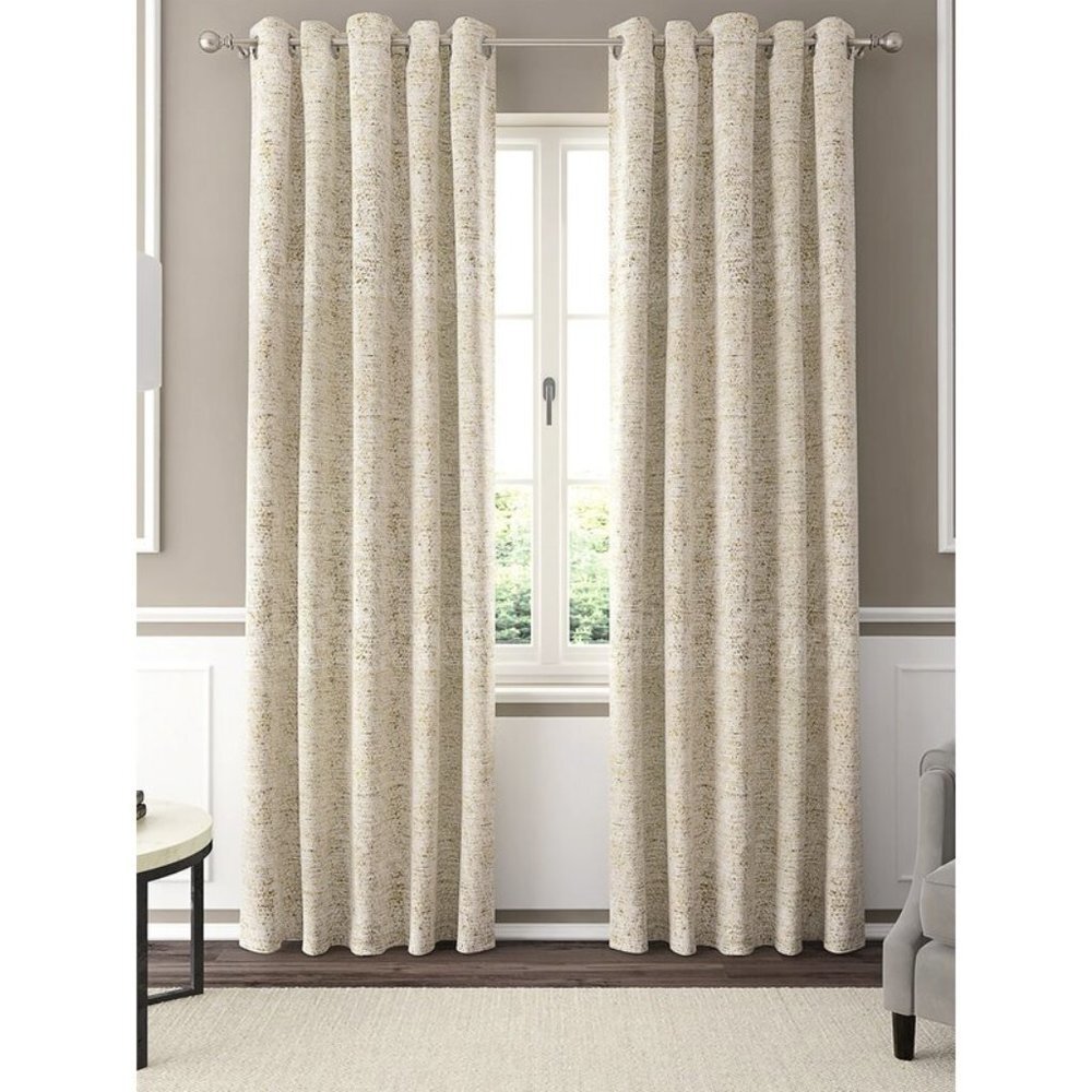 17 Stories Newtowne Textured Jacquard Woven Curtain Panels Pair (2) 52 x 84 NEW